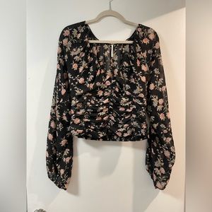Free people floral crop blouse